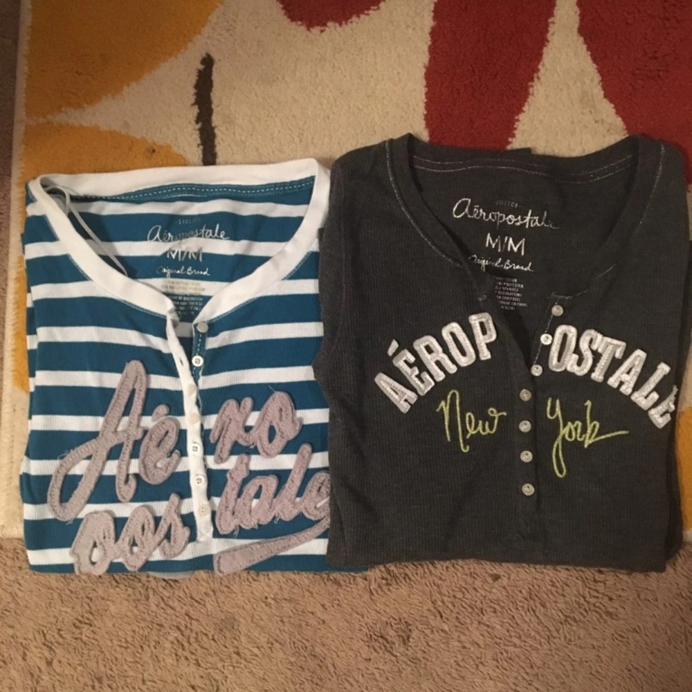 2 Aeropostale Long sleeve Shirts size Medium